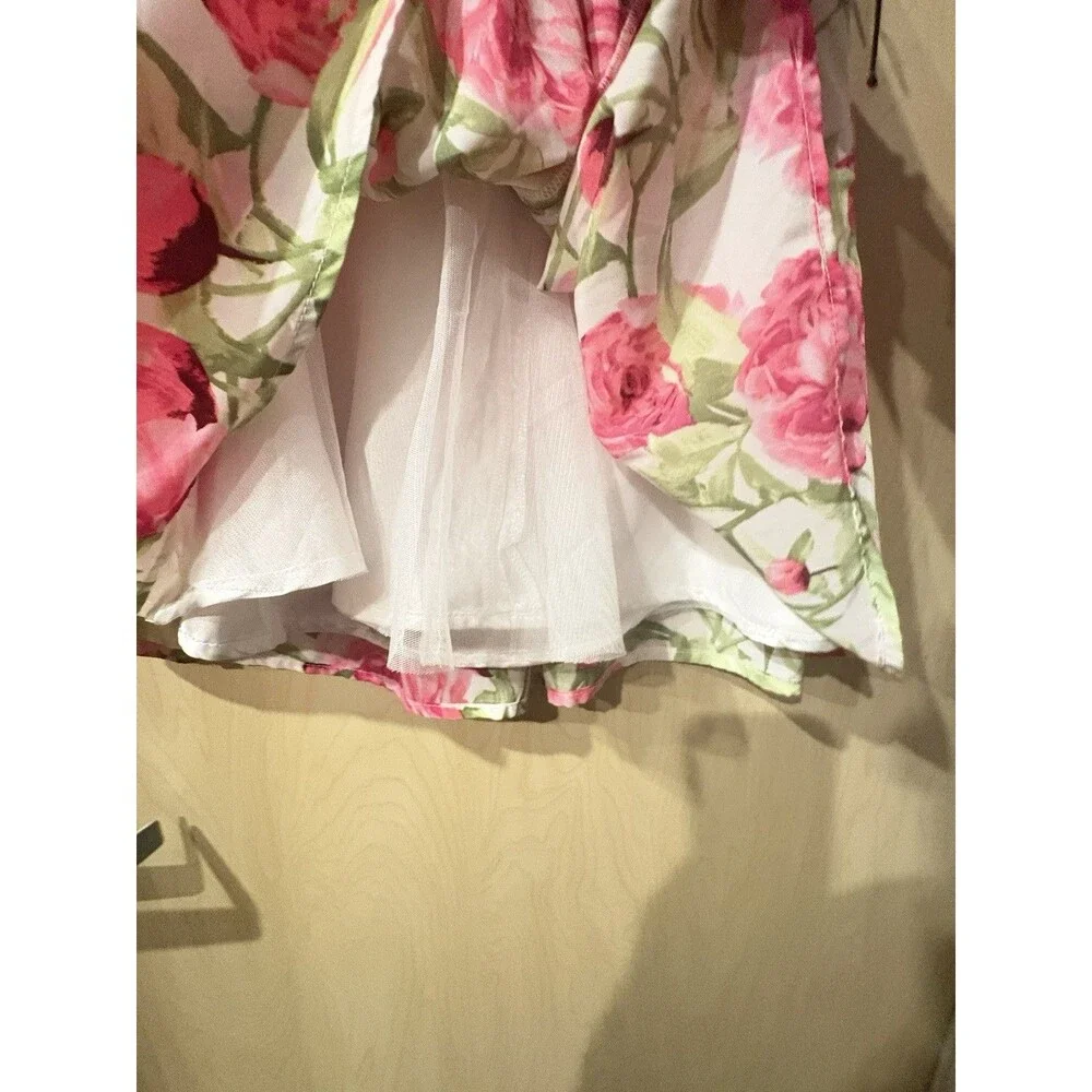 The Children's Place Toddler Girls Size 6 White Pink Floral Pleated Fancy Dress